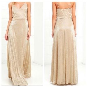 Lulus Shimmer Gold Maxi Dress
